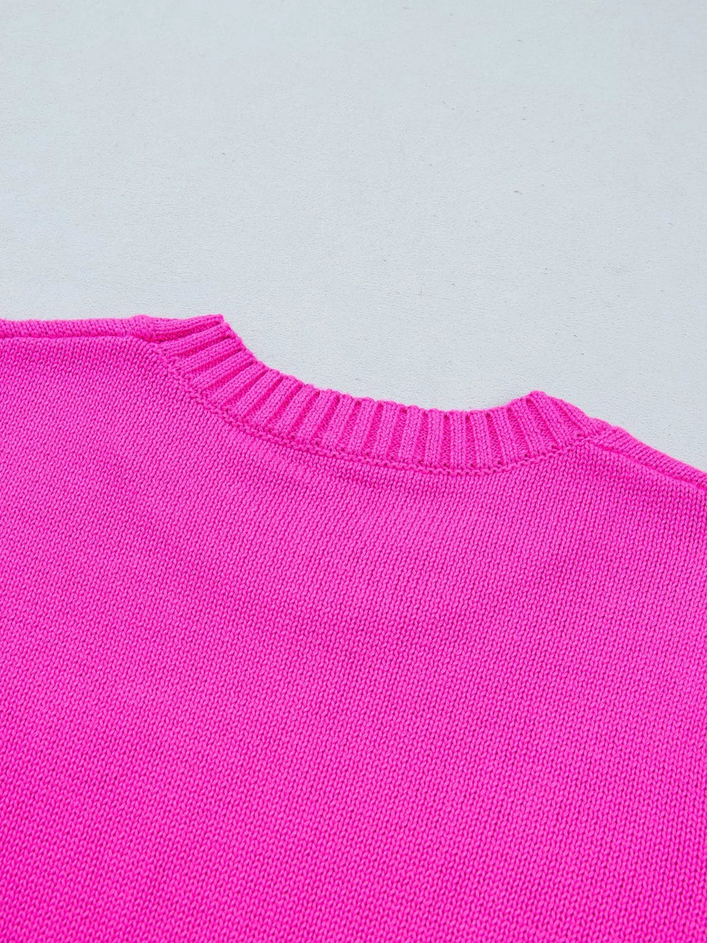 Merry Print Ribbed Trim Round Neck Loose Fit Sweater