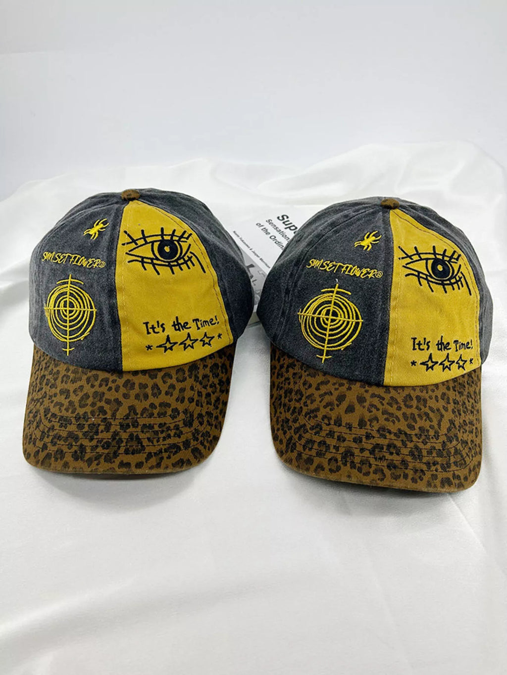 Printed Baseball Cap with Leopard Brim