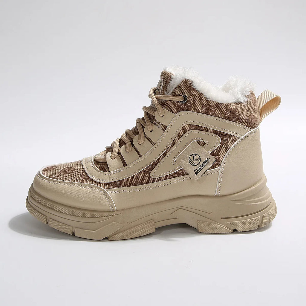 High-Top Platform Chunky Sneaker Boots with Lace-Up