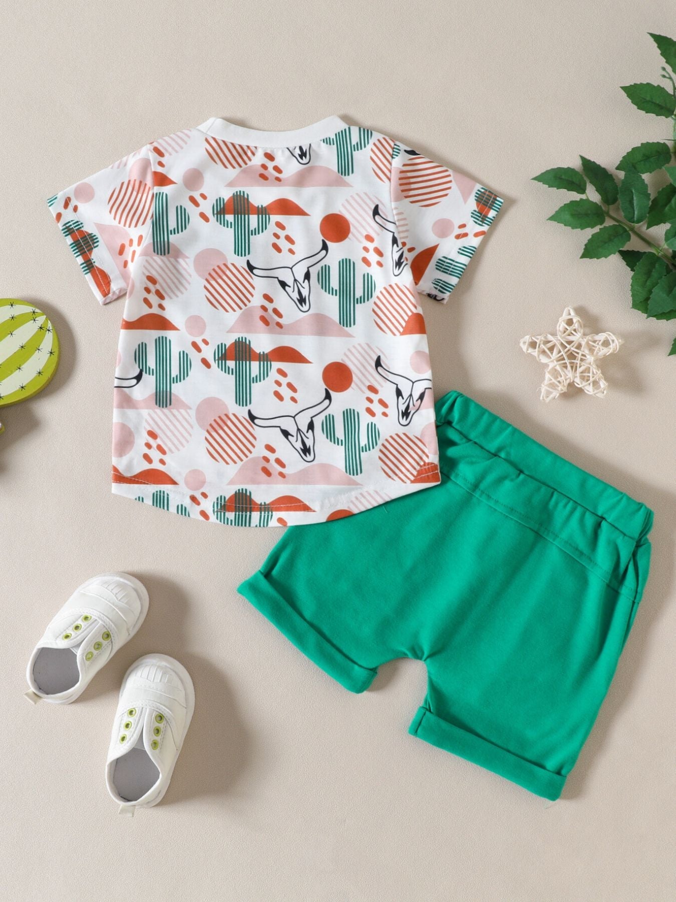 Children's Cactus Cowboy Print Pocket Tee & Shorts Set