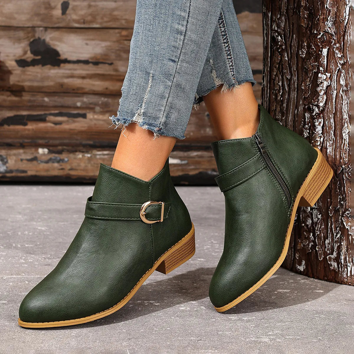 Point Toe Block Heels Boots