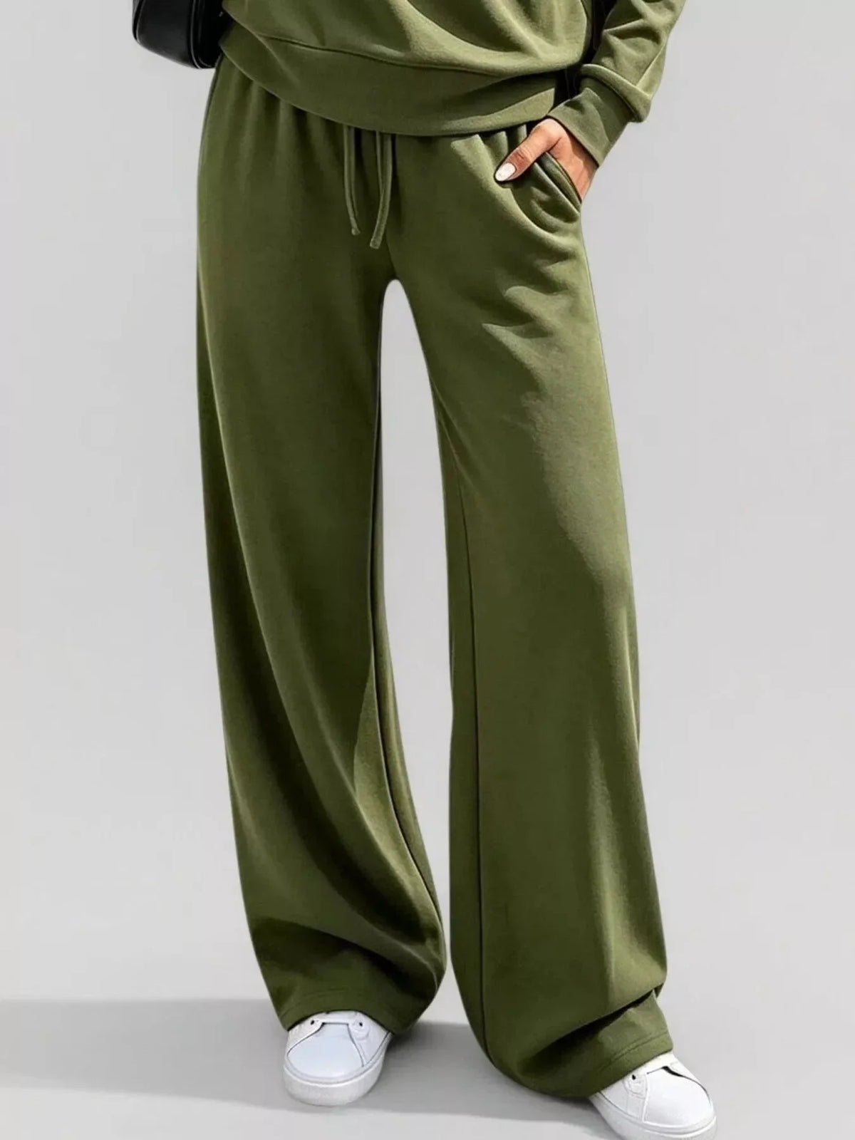 Button Detail Dropped Shoulder Top and Pants Set