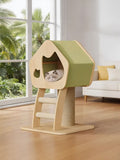 Modern Wooden Cat Condo with Scratching Post