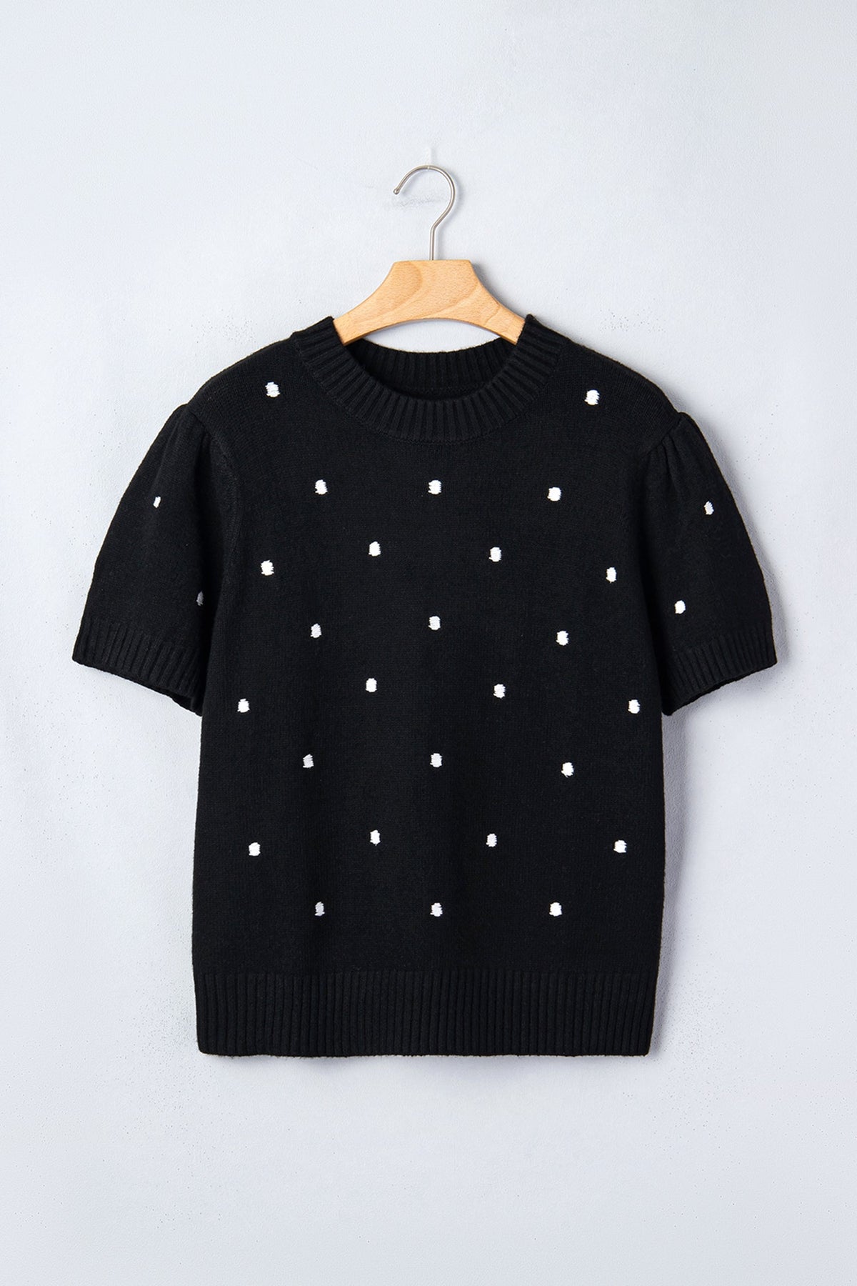 Polka Dot Bubble Short Sleeve Sweater