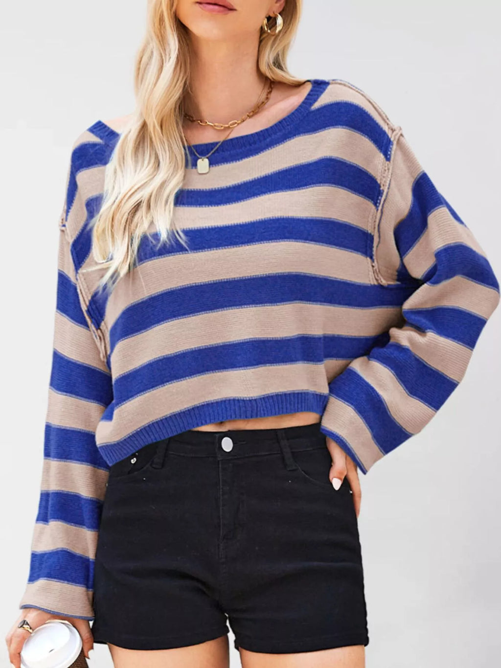 Striped Boat Neck Sweater