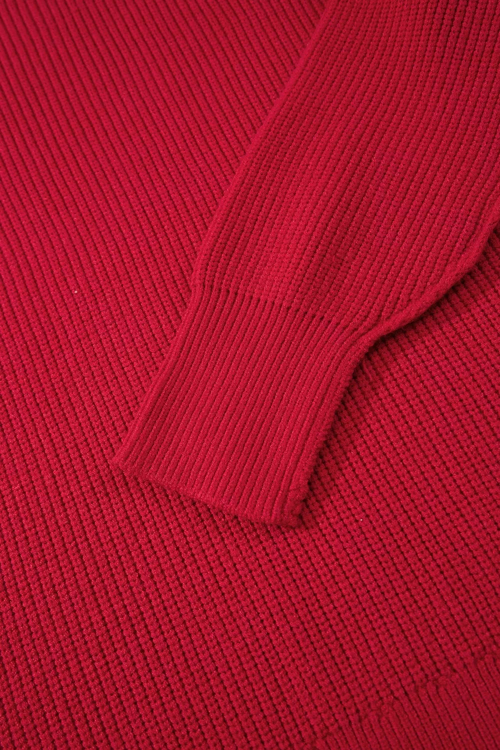 Long Sleeve Ribbed Knit Stand Neck Regular Fit Sweater
