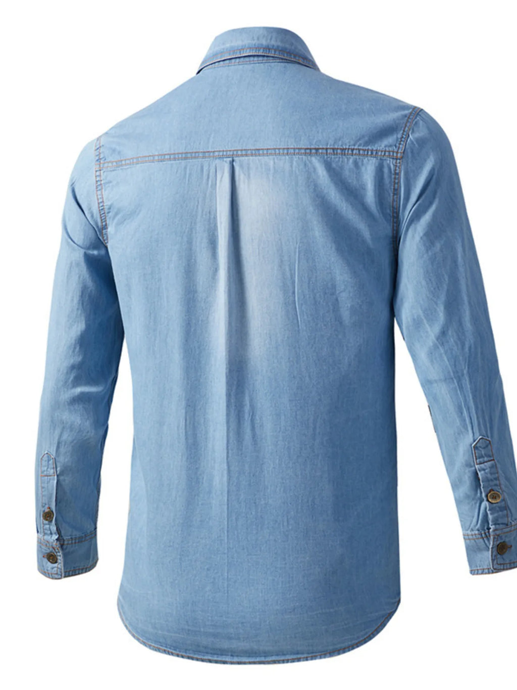 Men's Plus Size Vintage Wash Long Sleeve Denim Shirt