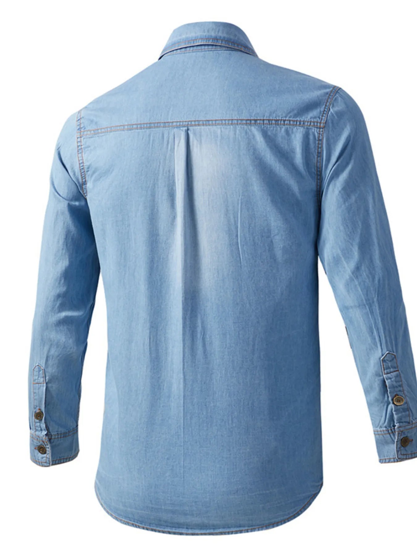 Men's Plus Size Vintage Wash Long Sleeve Denim Shirt