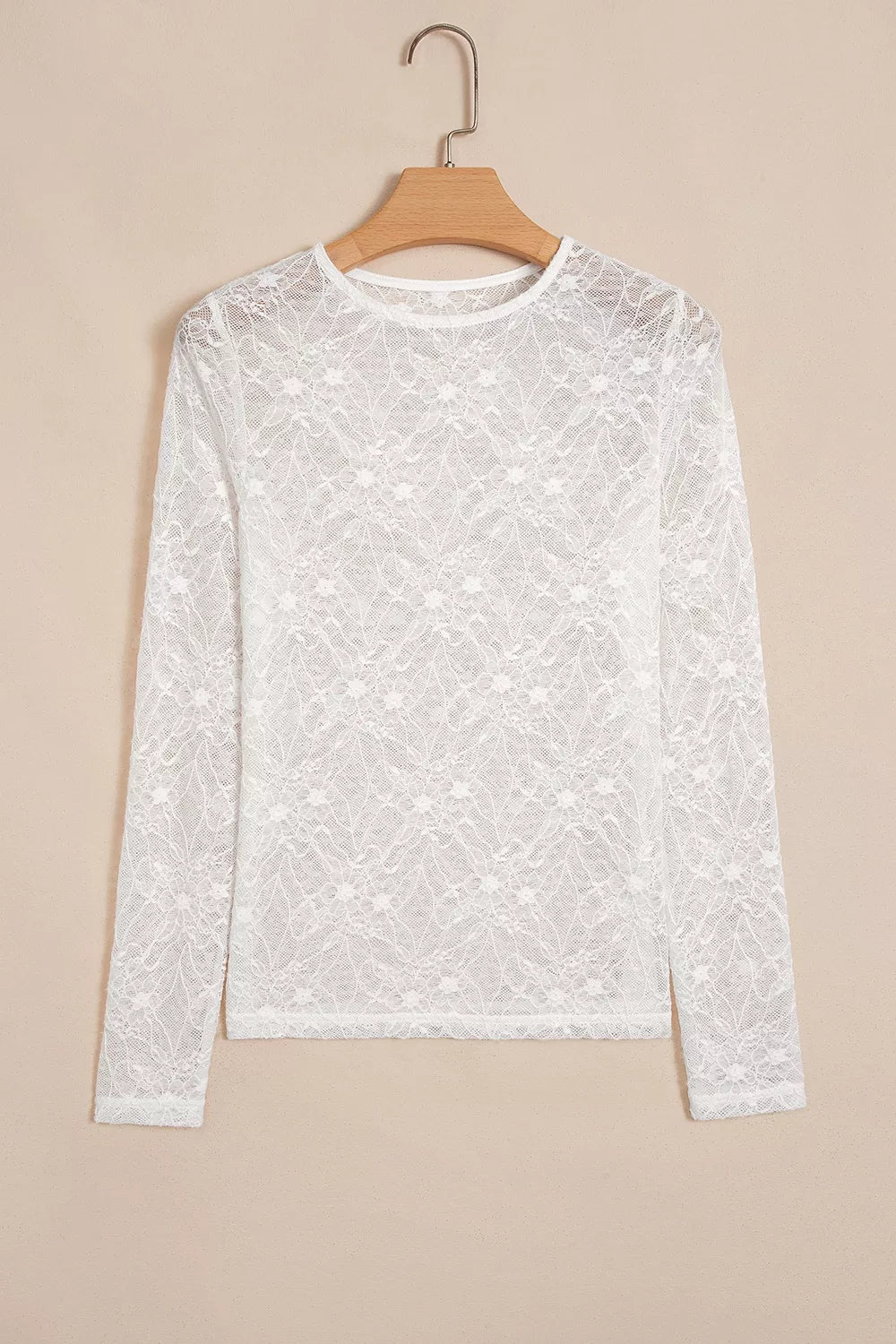Long Sleeve Sheer Mesh Lace Top