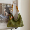 Cutout Shoulder Bag with Beaded Handle