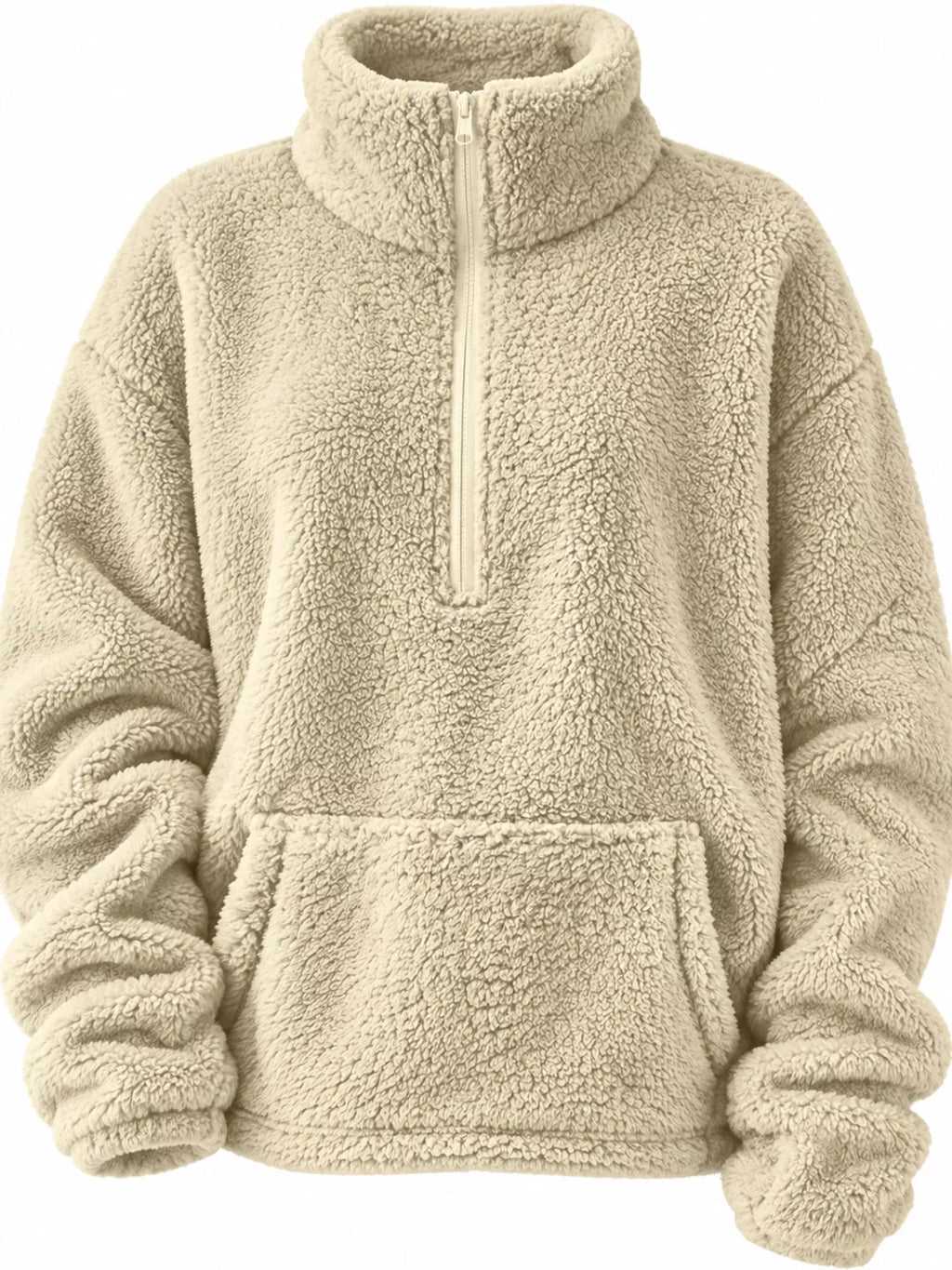 Full Size Sherpa Quarter-Zip Turtleneck Sweatshirt Plus Size