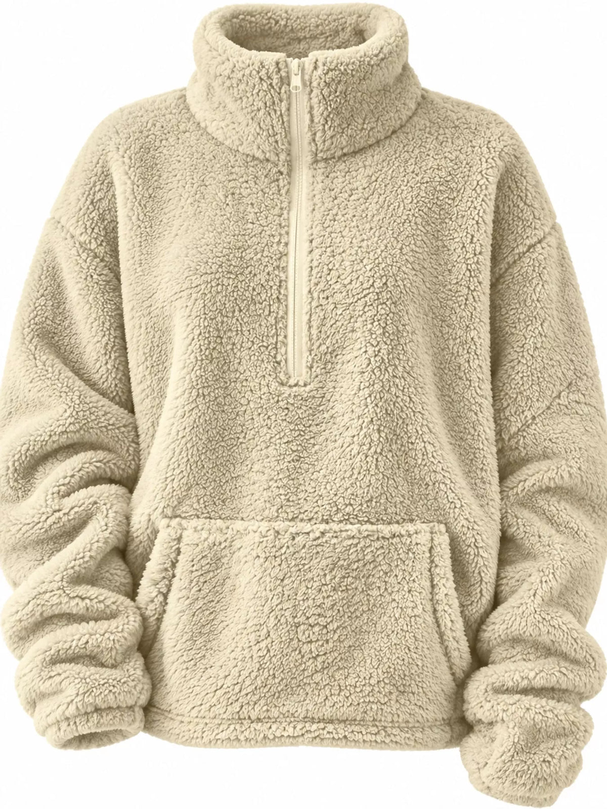 Full Size Sherpa Quarter-Zip Turtleneck Sweatshirt Plus Size