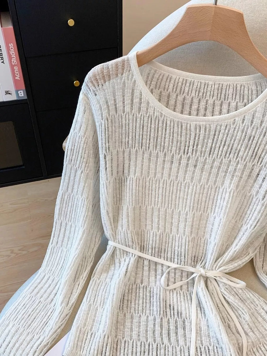 Long Sleeve Knit Top with Tie Detail