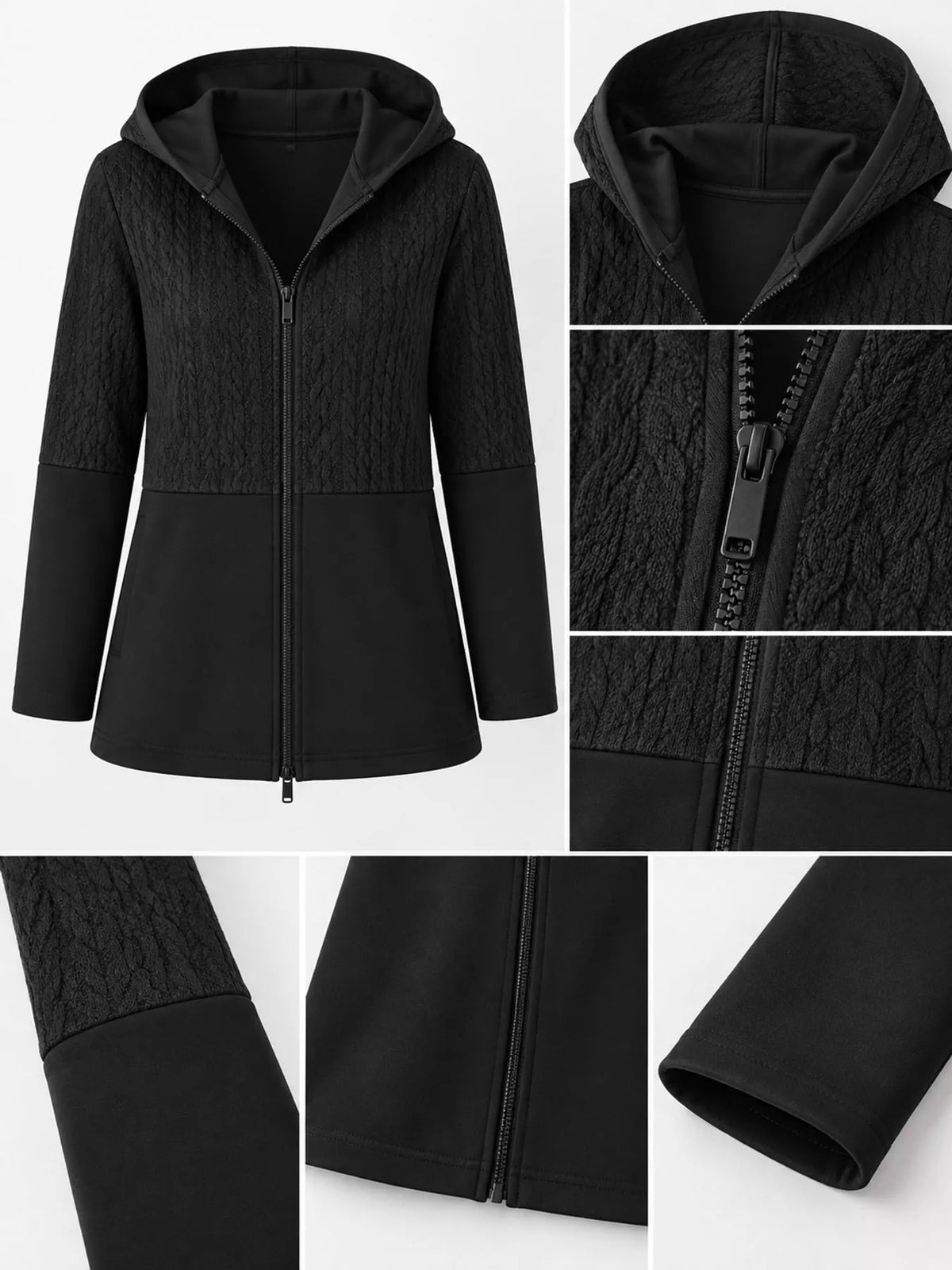 Full Size Hooded Zip-Up Jacket Plus Size