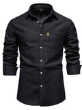 Men's Full Size Button Up Denim Shirt with Chest Pocket Plus Size