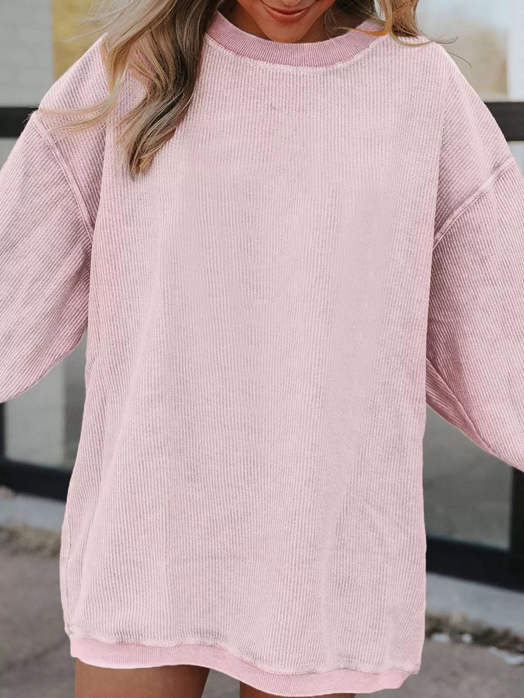 Ribbed Corduroy Oversized Sweatshirt