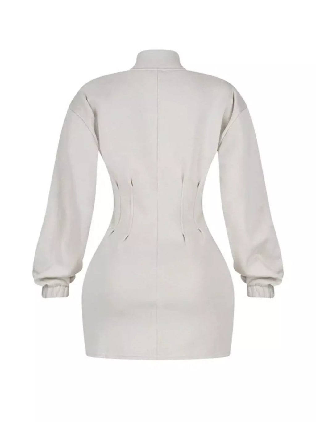Casual Zip-Up Long Sleeve Mini Dress