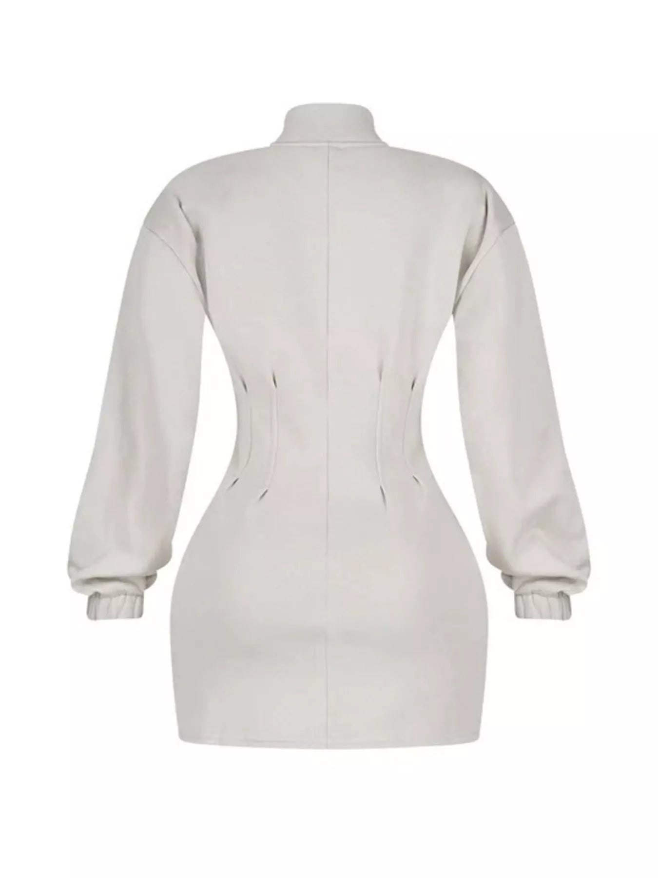 Casual Zip-Up Long Sleeve Mini Dress