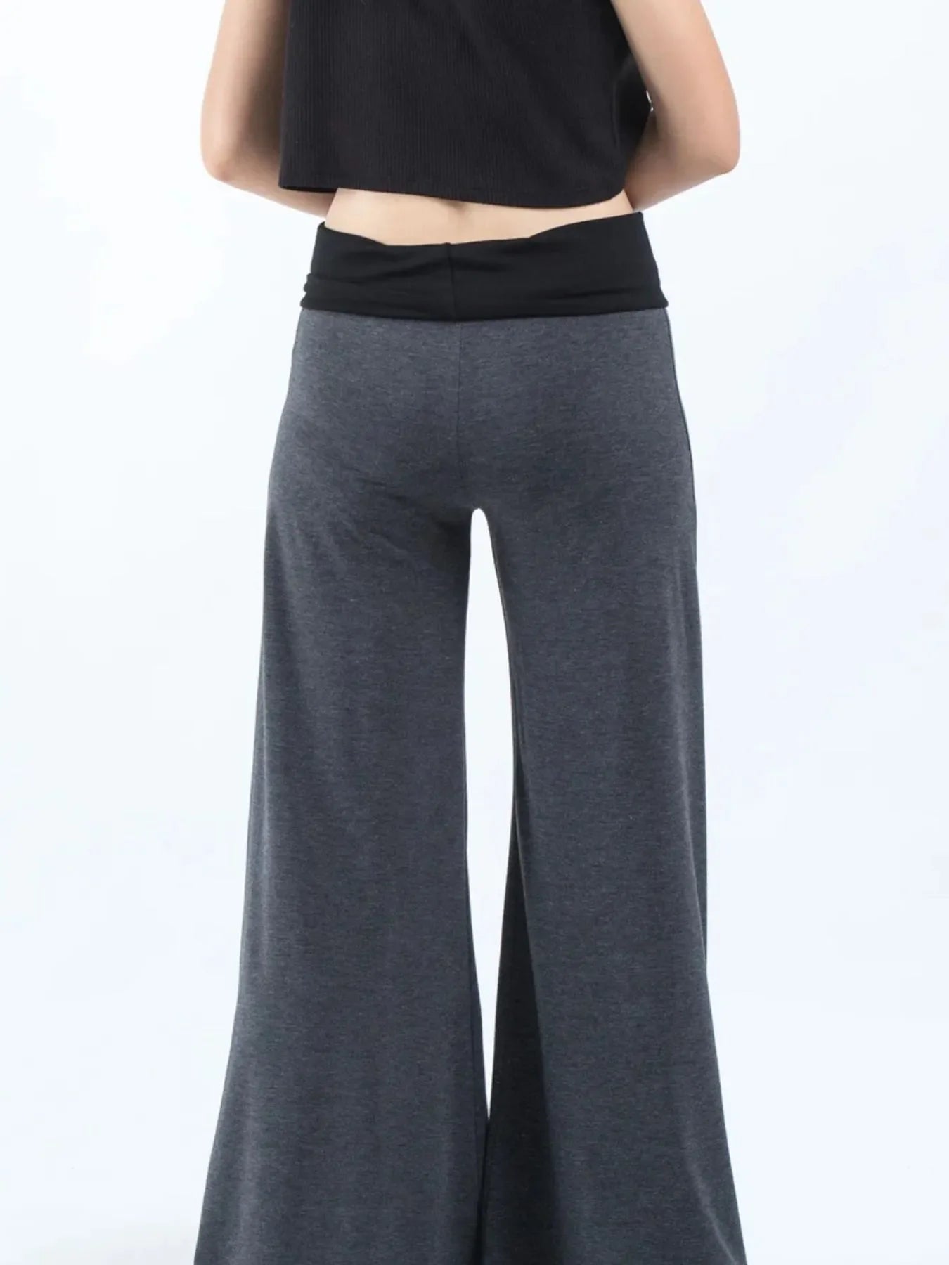 High Waisted Wide Leg Yoga Pants with Contrast Waistband