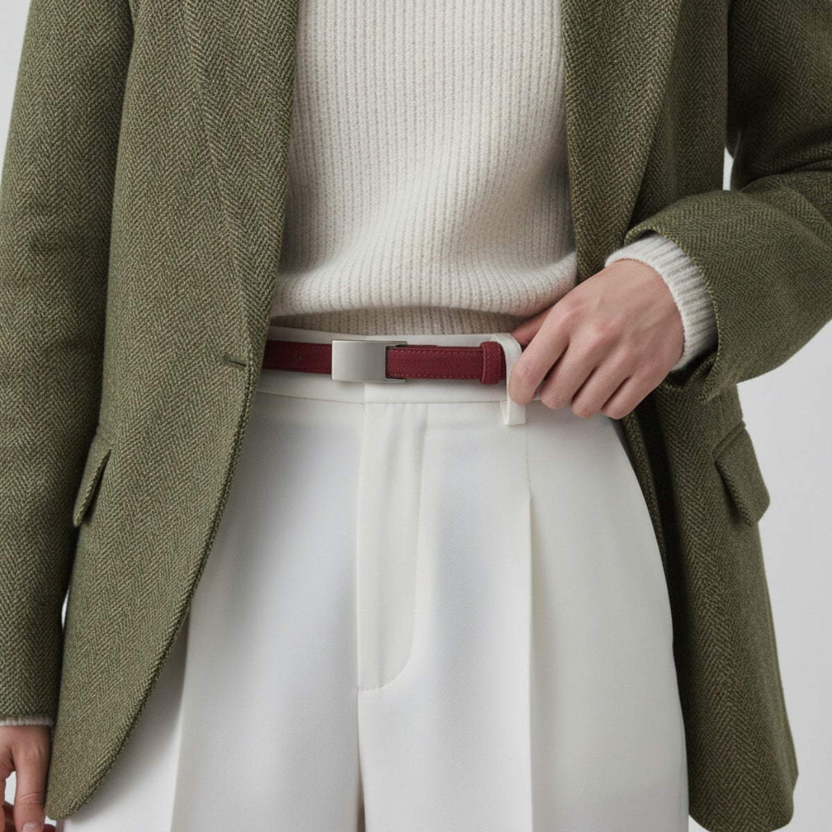 Silver Buckle Skinny Belt