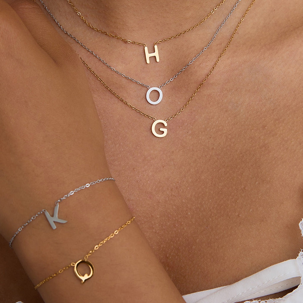 18K gold 26 letters simple and elegant bracelet