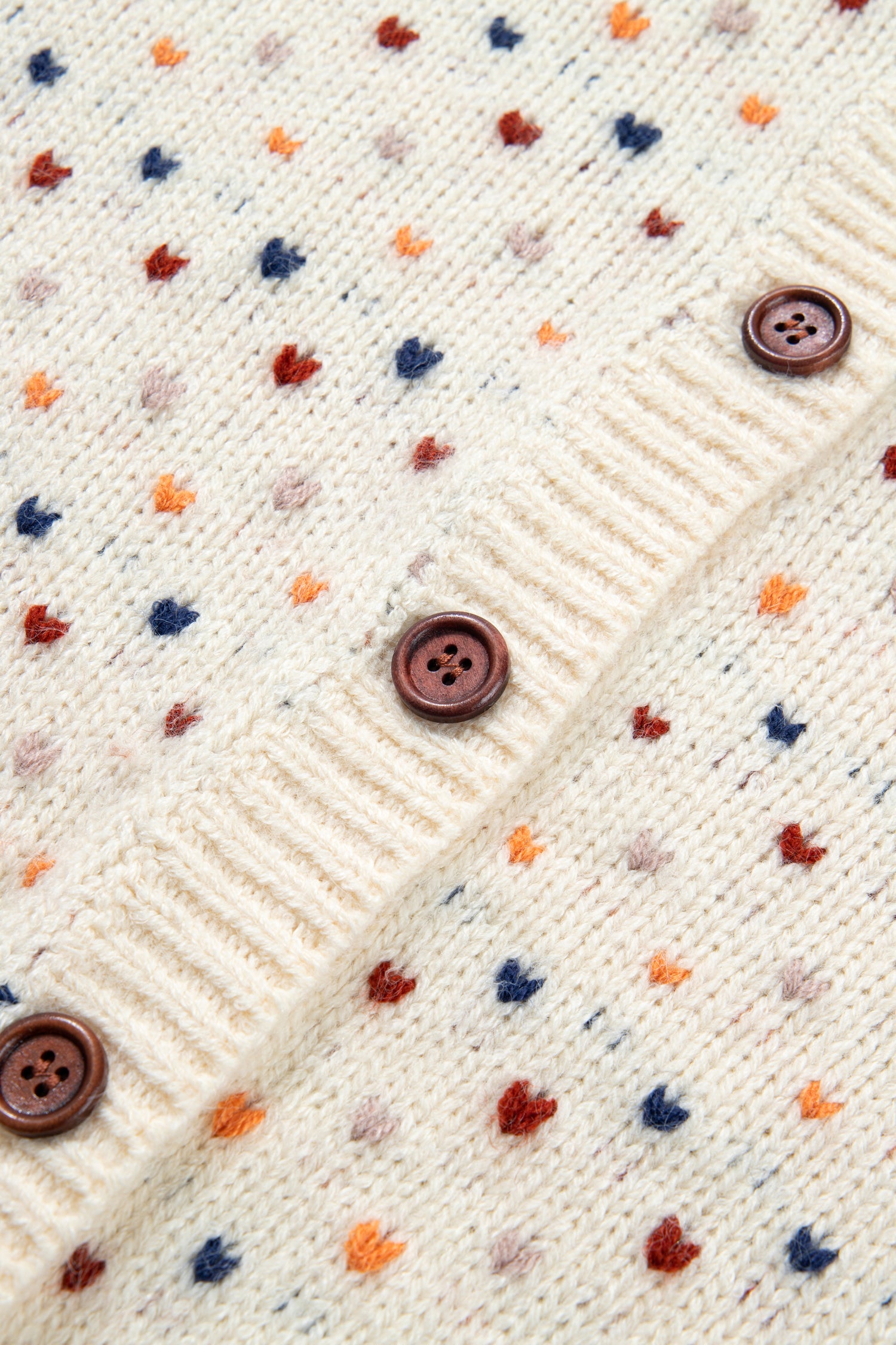 Beige Geometric Print Button Front Long Sleeve Regular Fit Cardigan