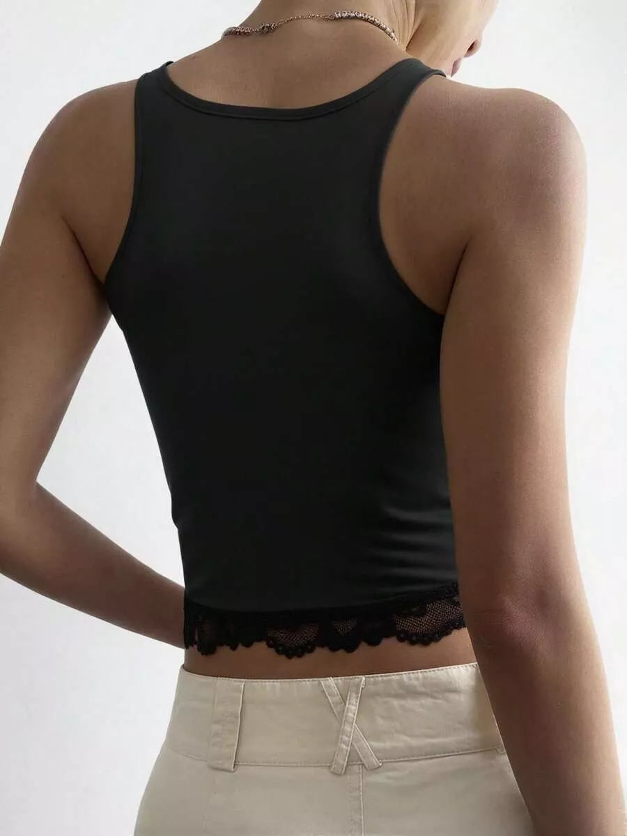 Lace Detail Wide Strap Tank