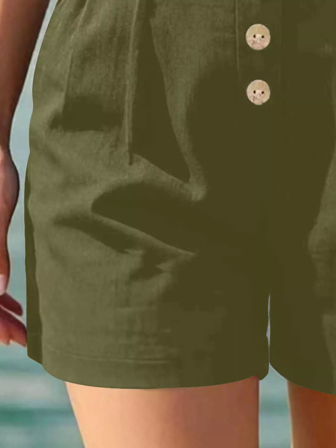 Button Fly High Waist Shorts