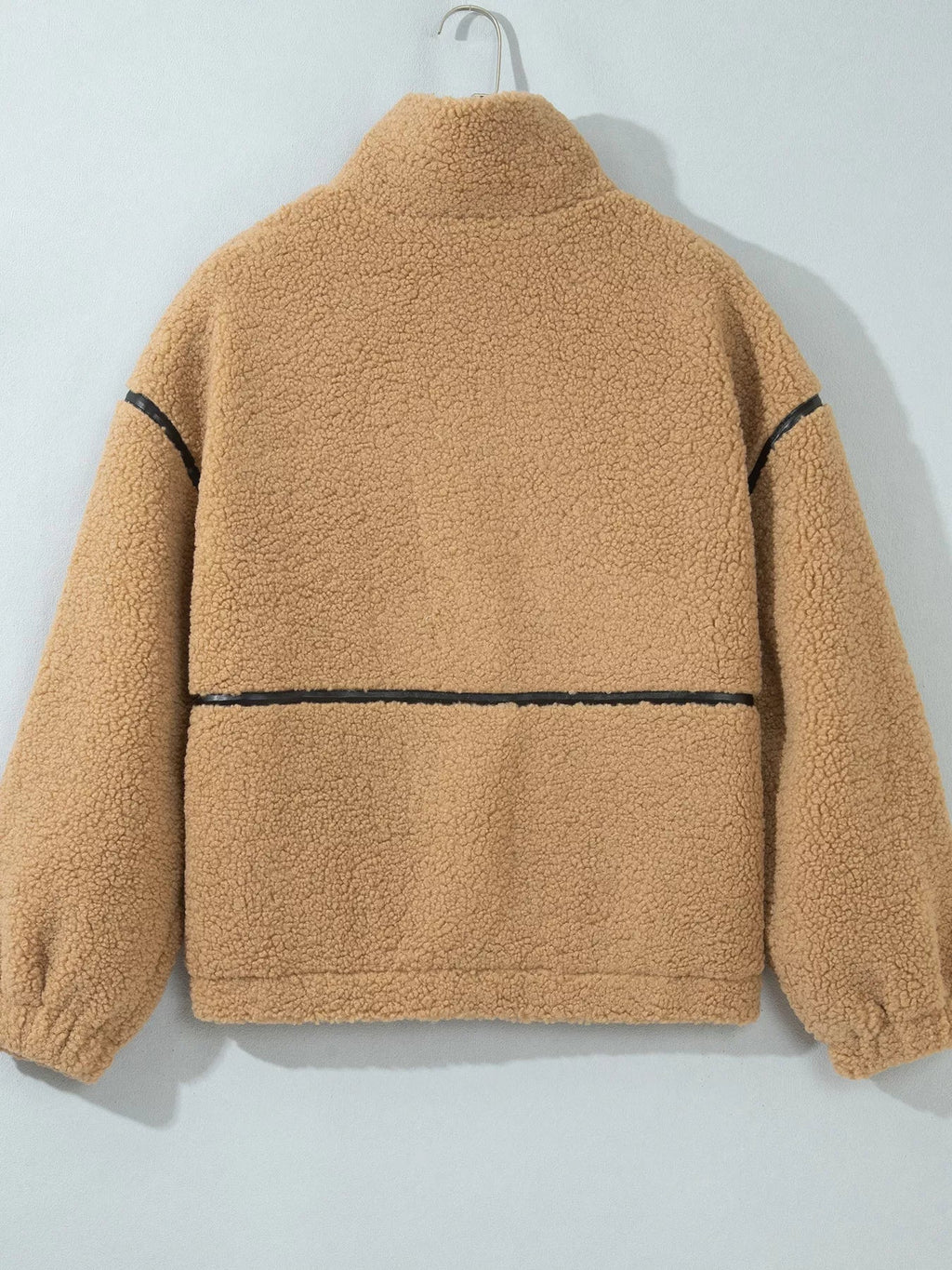 Drop Shoulder Collar Long Sleeve Fleece Regular Fit Jacket