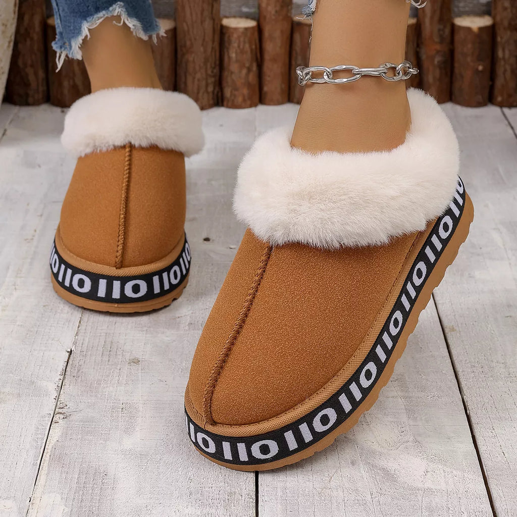 Round Toe Plush Lined Ankle Boots