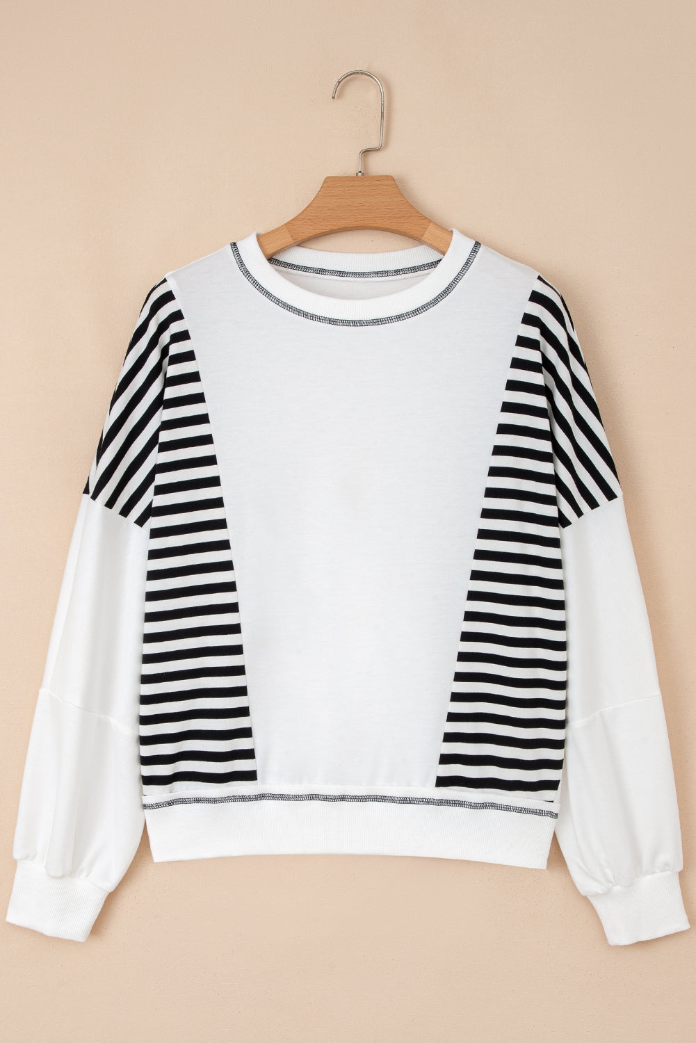 Sophie Striped Colorblock Patchwork Oversized Sweatshirt - Black