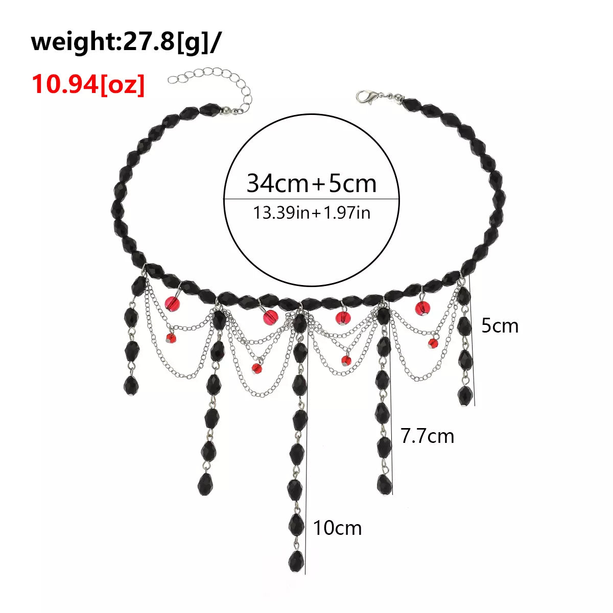 Gothic Beaded Tassel Choker Necklace