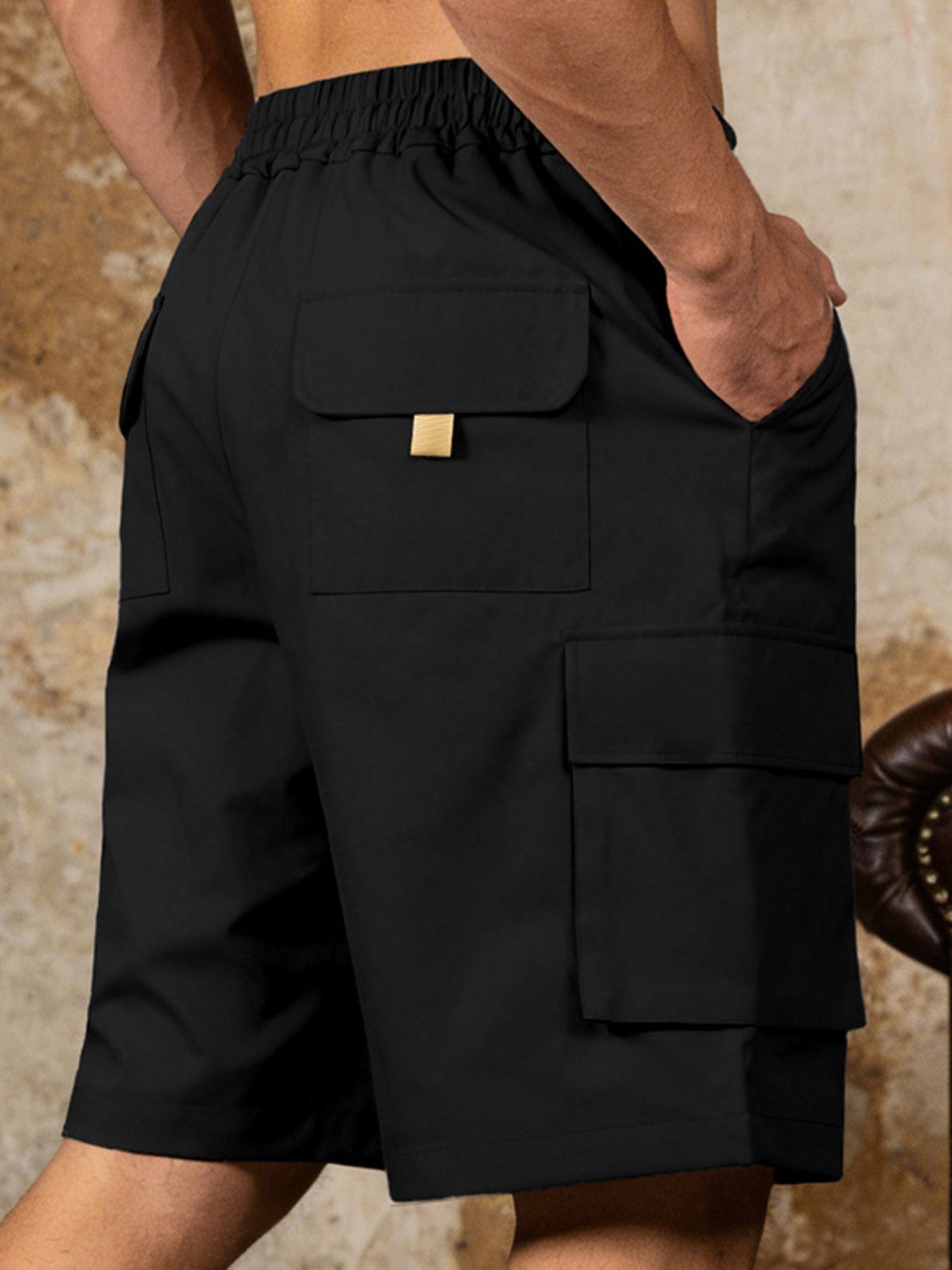 Men's Full Size Cargo Shorts with Drawstring Waist Plus Size