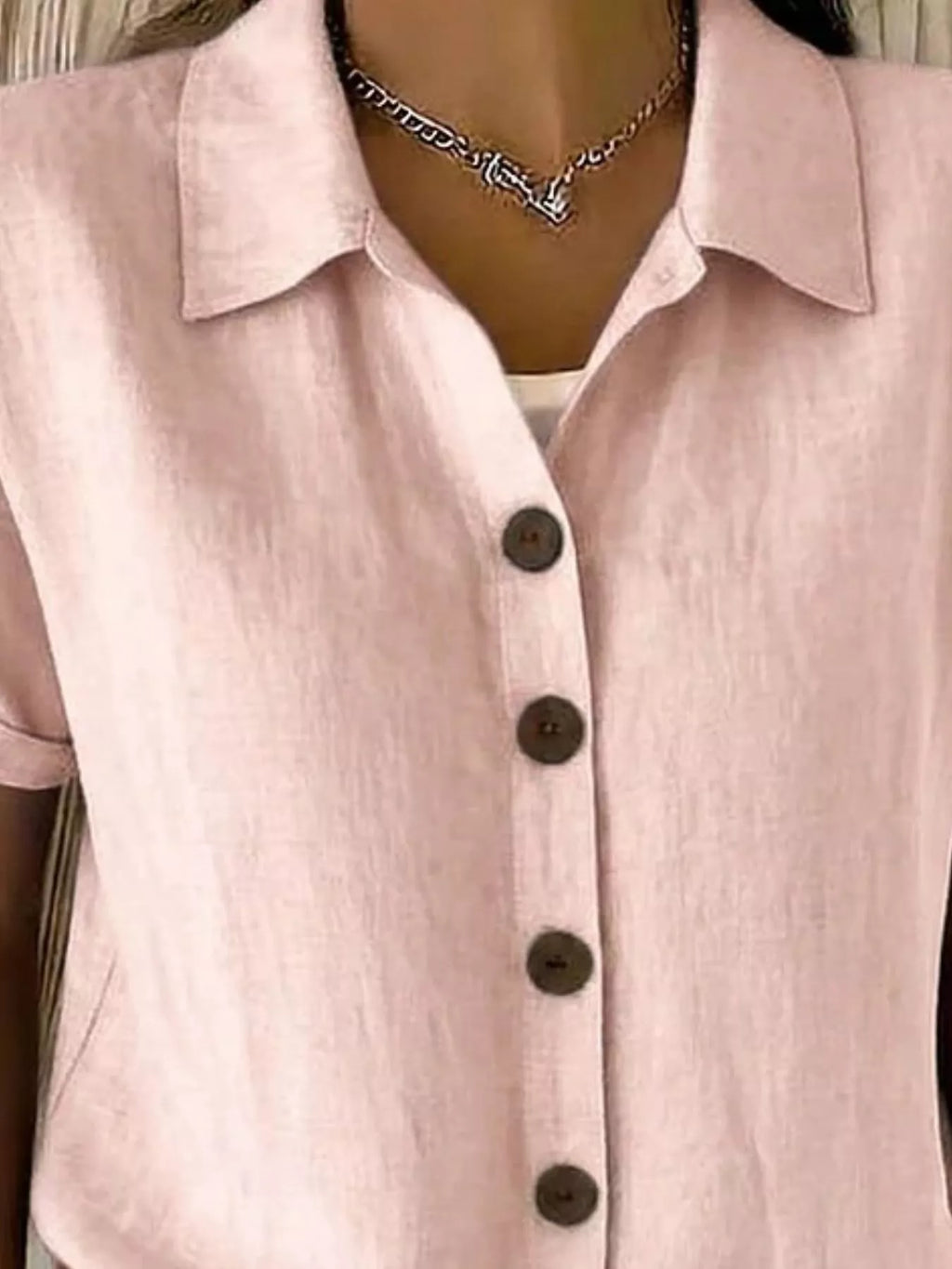 Full Size Button-Down Short Sleeve Shirt Plus Size