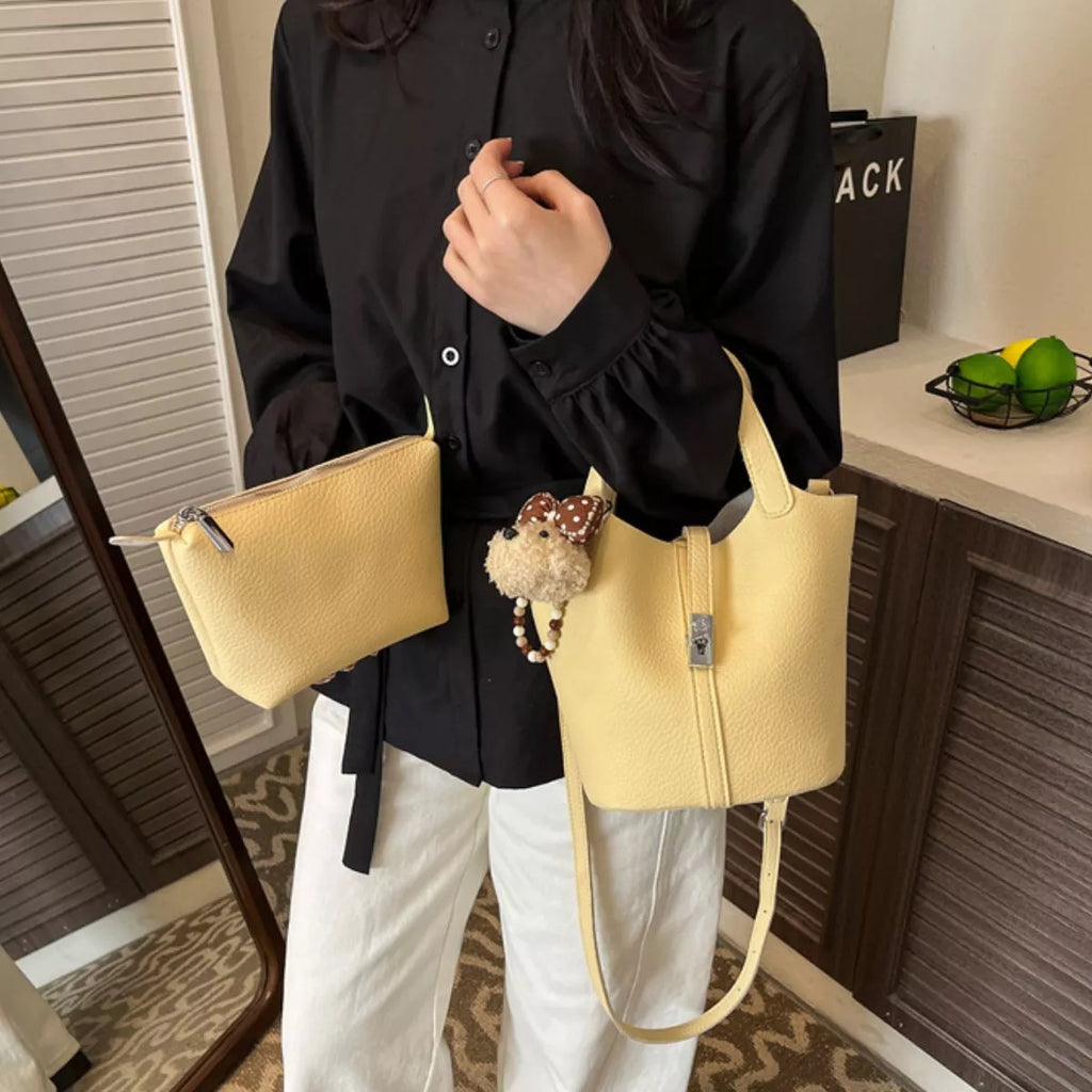 Leather Bucket Crossbody Bag