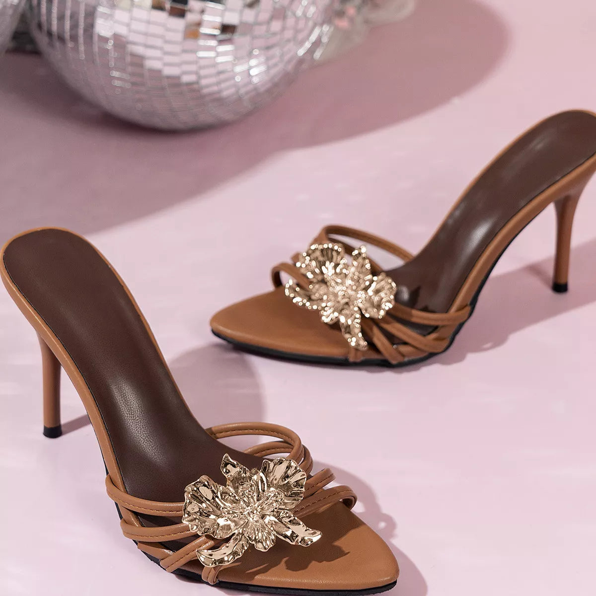 Floral Embellished High Heel Sandals