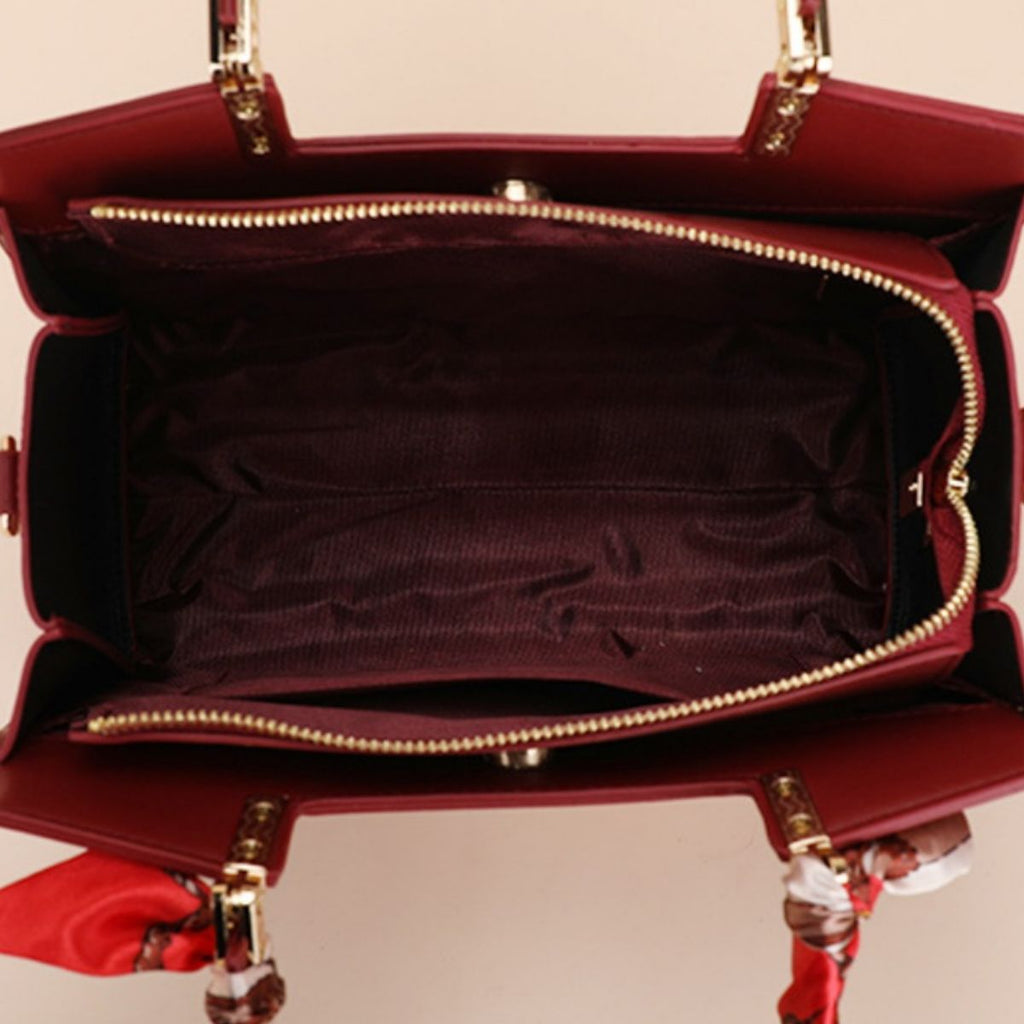Embroidered Floral Leather Top Handle Handbag