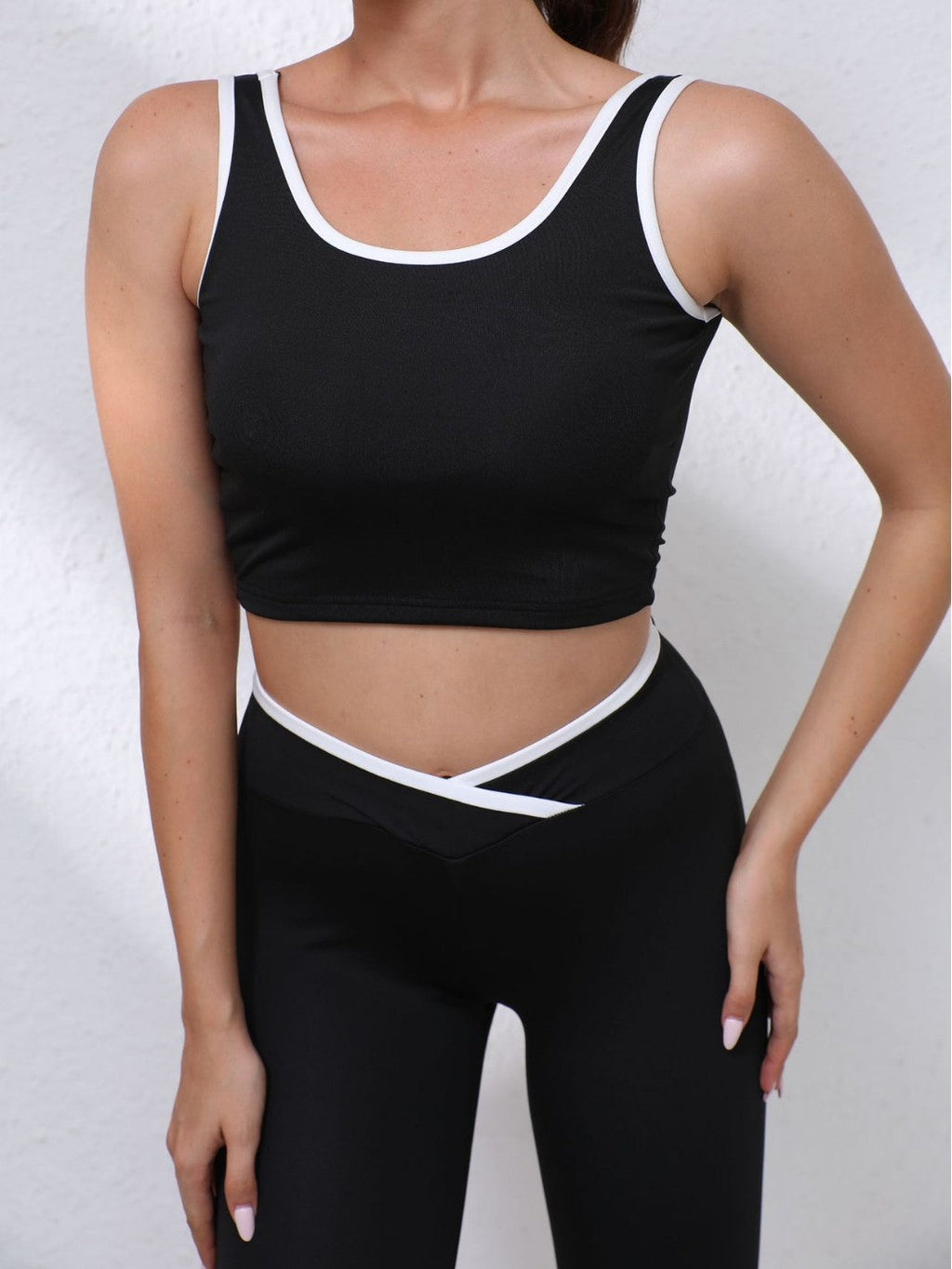 European And American Style High-Waisted Butt-Lifting Pants, Breathable Fitness Running Tank Top Set, Outdoor Women's Yoga Wear