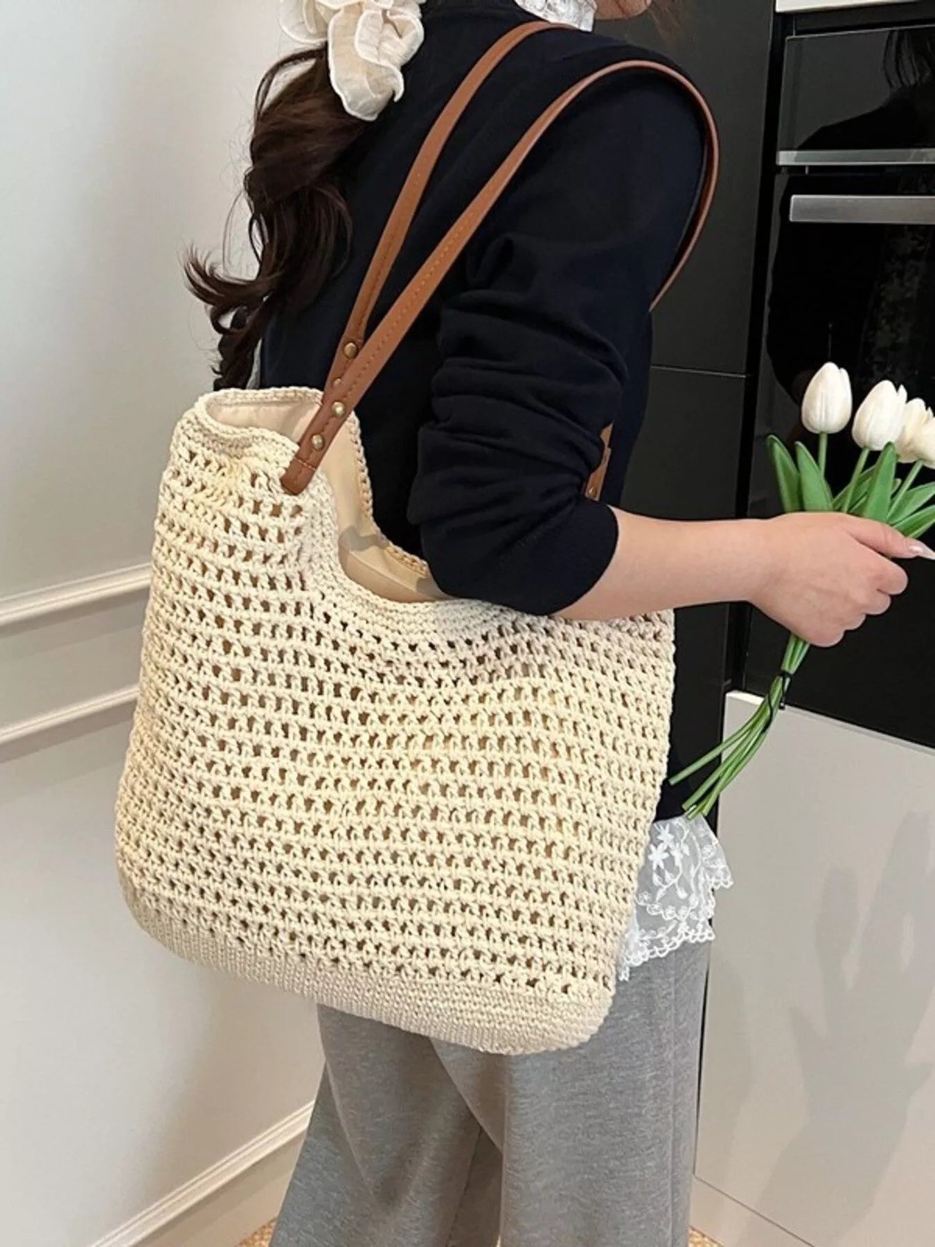 Woven Straw Shoulder Bag