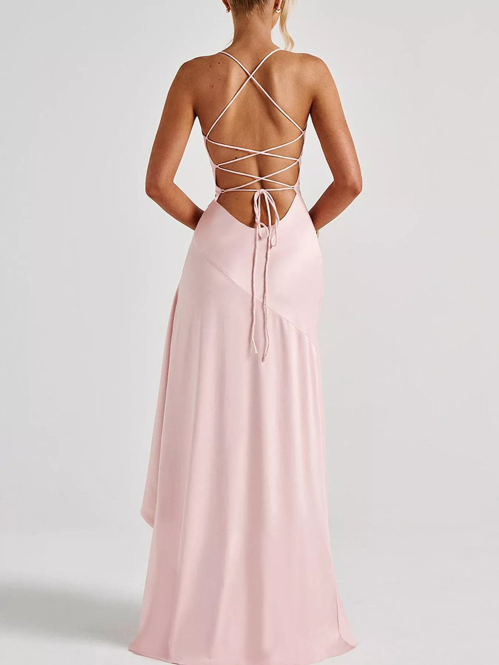High-Low Ruffle Hem Evening Dress