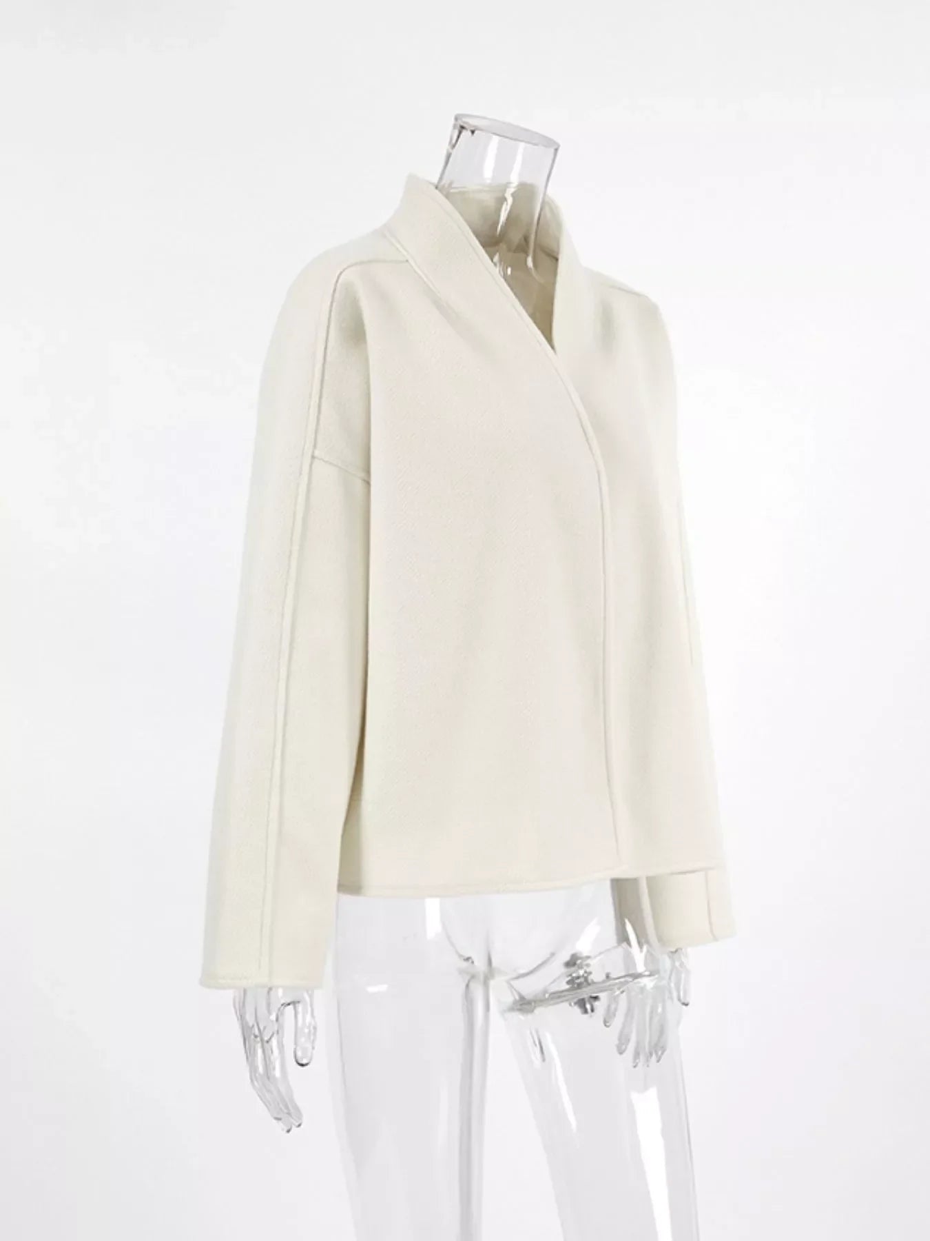 Elegant Stand Collar Open Front Outerwear