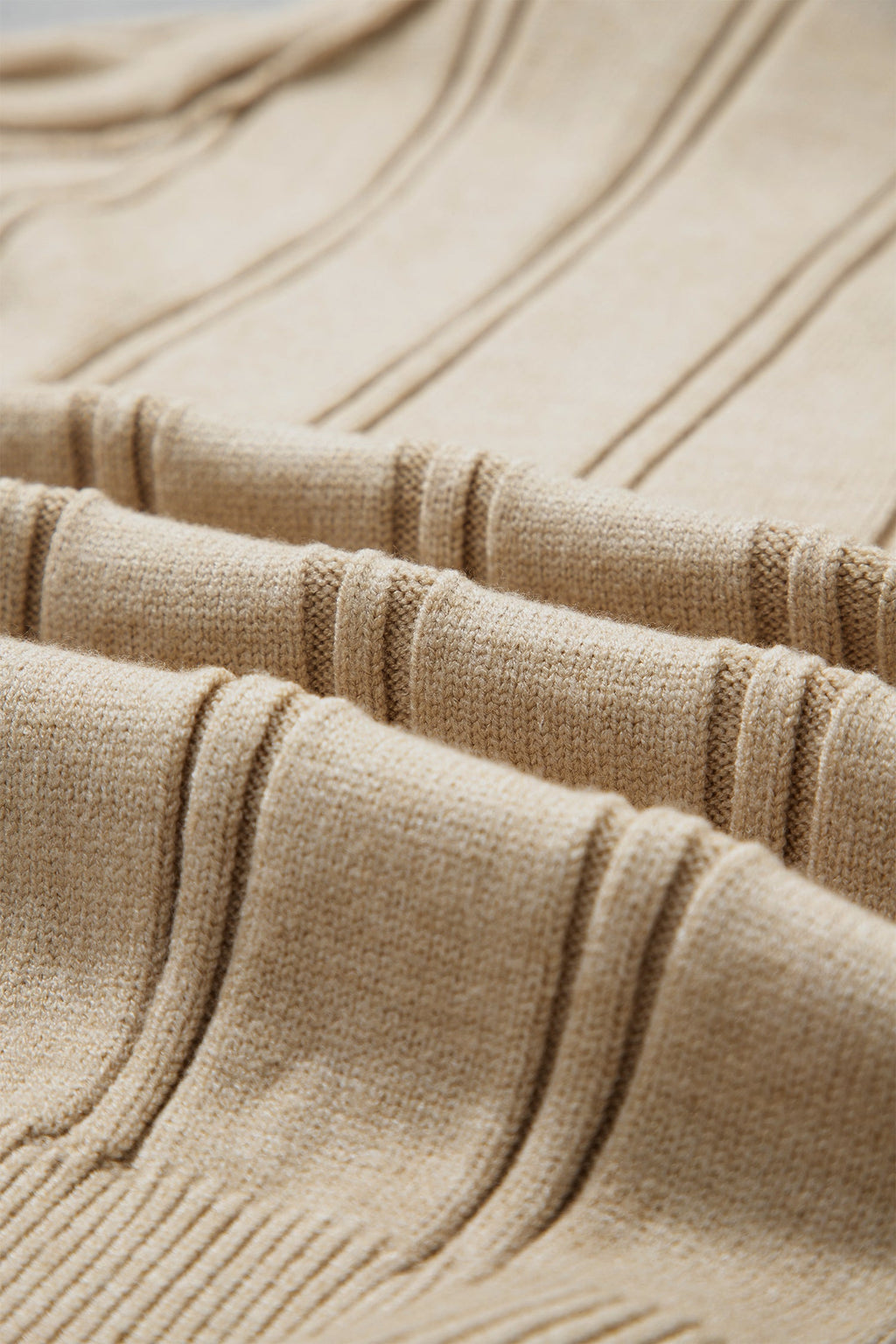 Parchment Oversized Cable Knit Long Sleeve Round Neck Tunic Length Plus Size Sweater