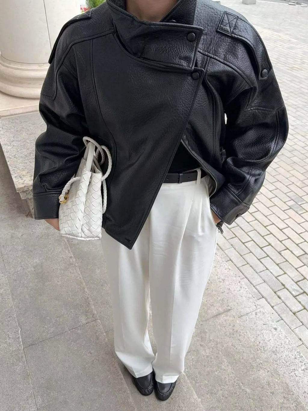 Zip-Up Faux Leather Moto Jacket