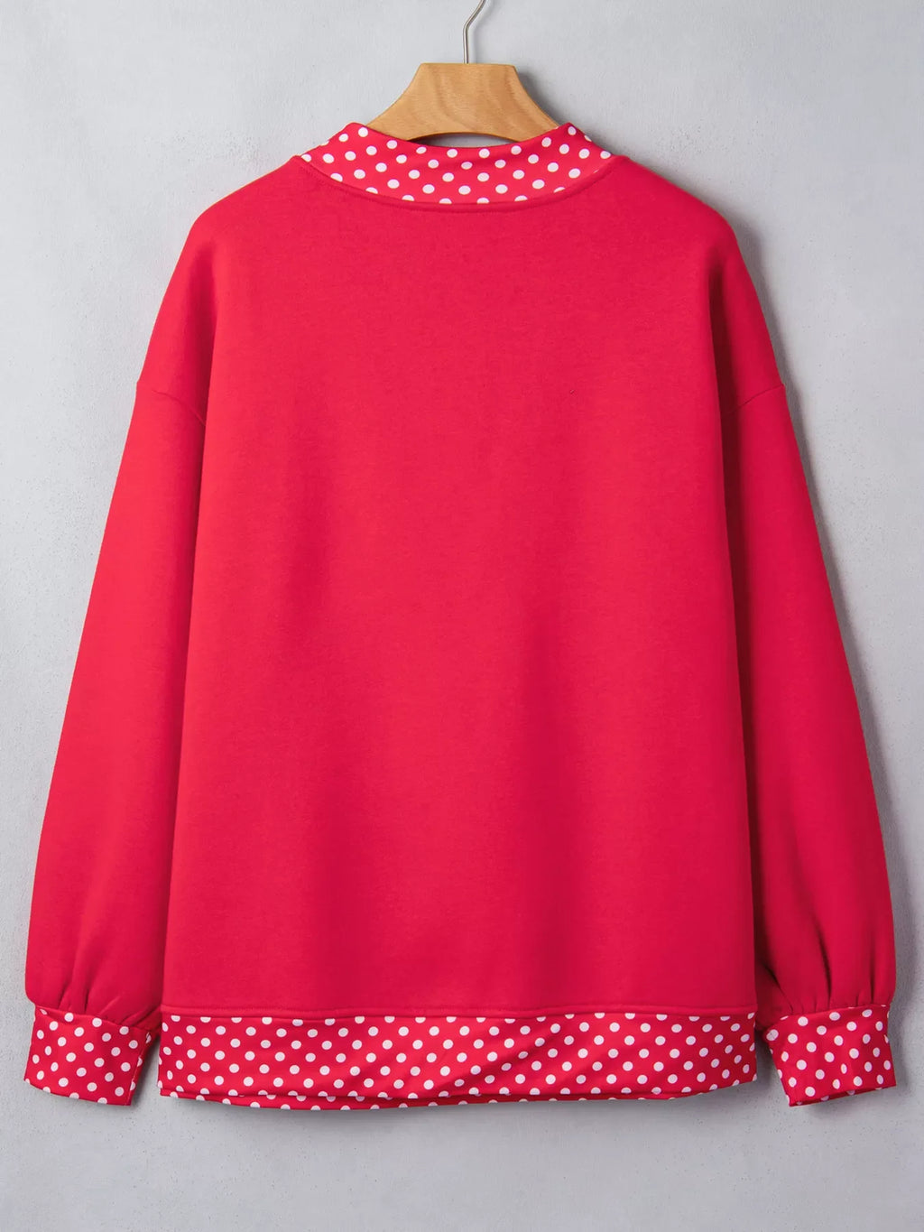 Polka Dot Trim Contrast Crew Neck Sweatshirt