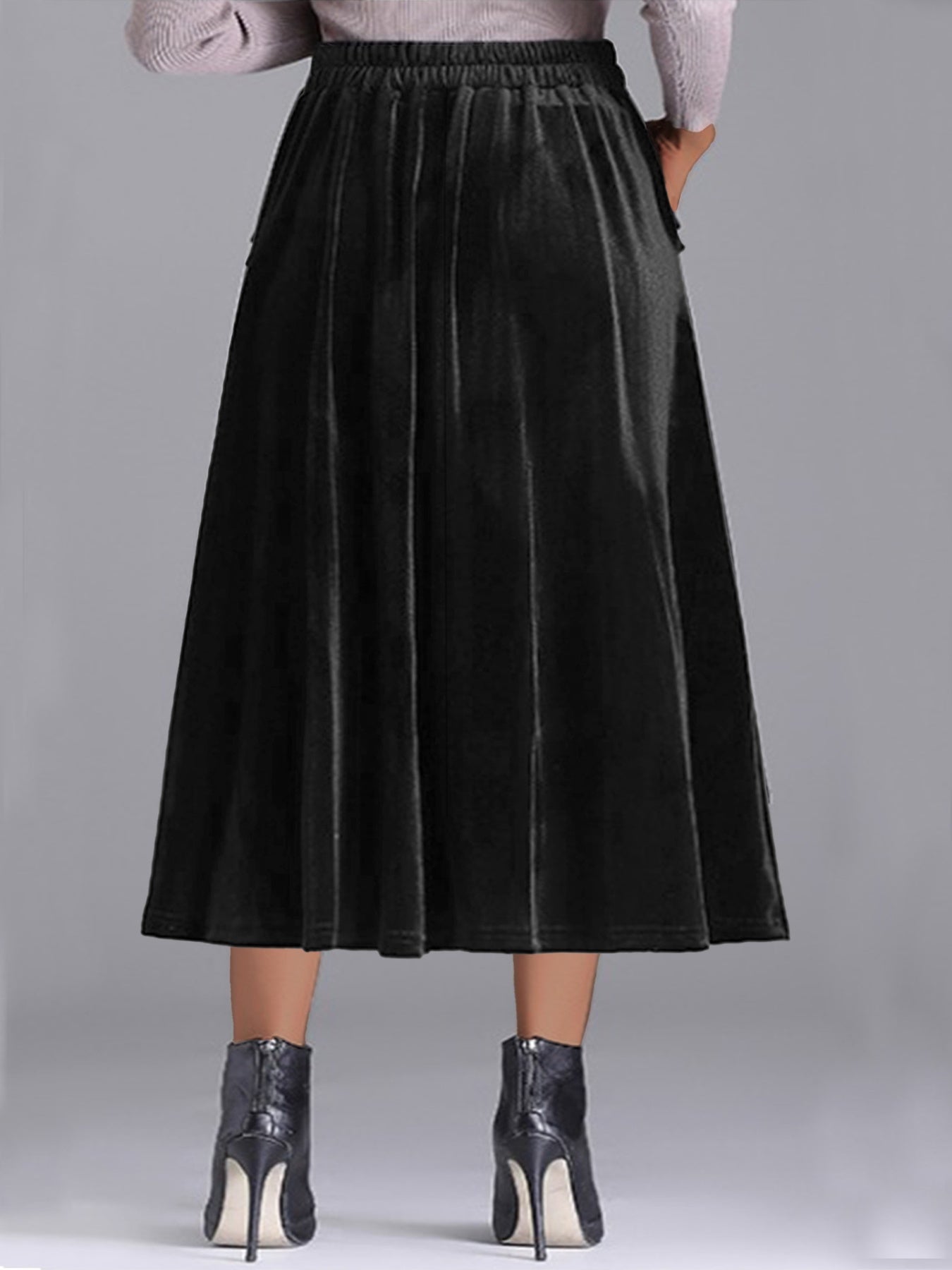 Elegant Velvet A-Line Midi Skirt