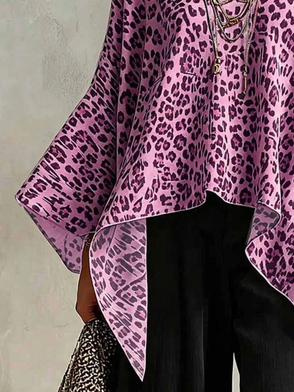Full Size Leopard Print Asymmetrical Hem Top Plus Size