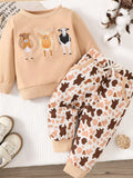 Children's Farm Animal Embroidered Top and Pants Set