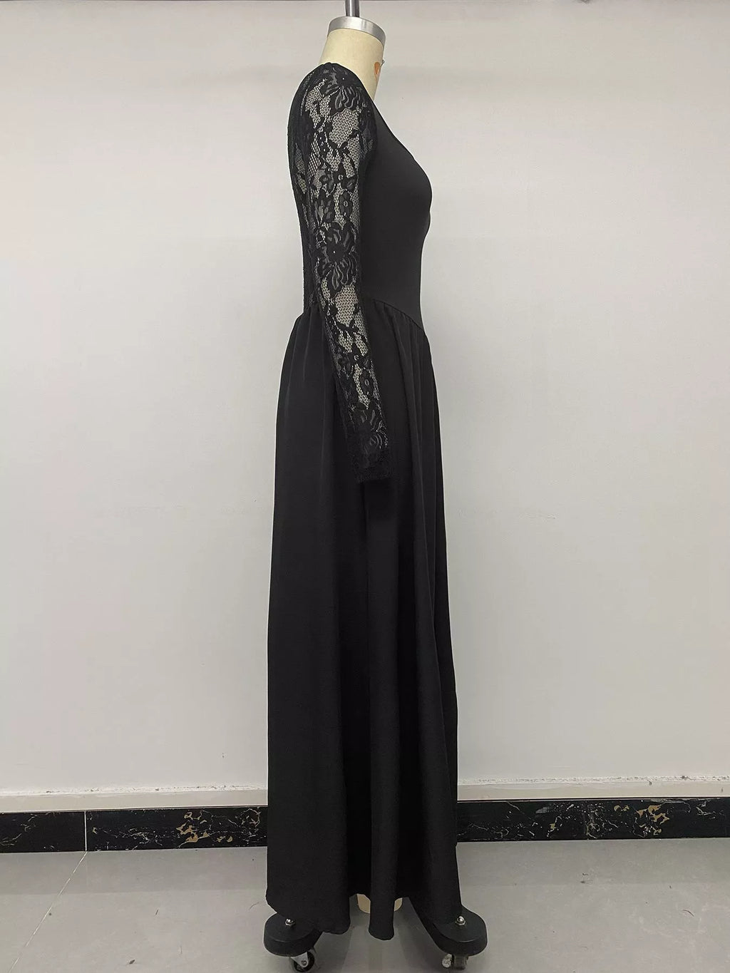 Square Neck Sheer Sleeve Maxi Dress