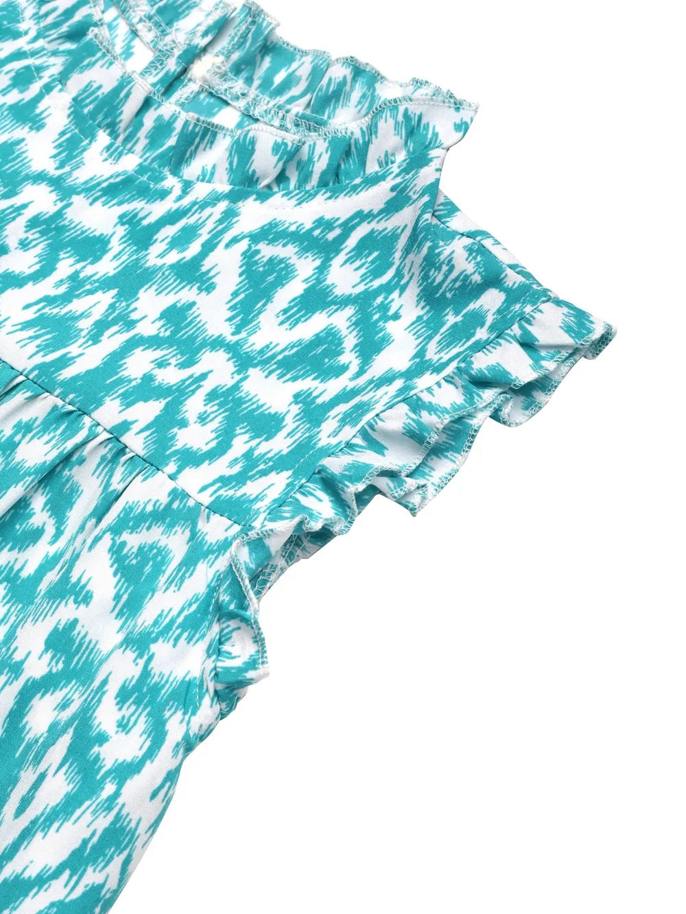 Printed Frill Sleeveless Tiered Mini Dress