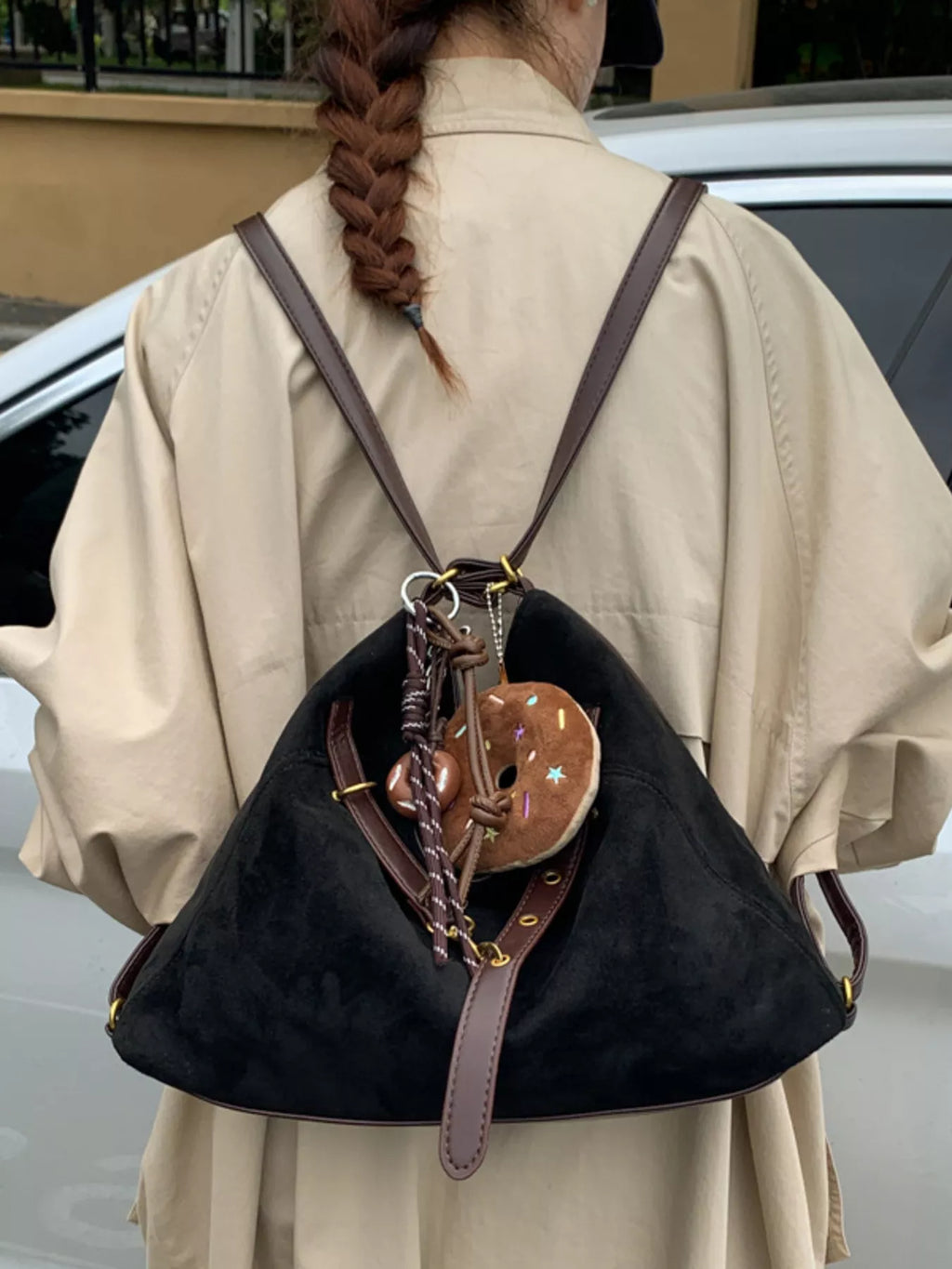 Adjustable Strap Handbag with Charm